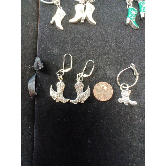Cowgirl Boot Earrings Dangle Drop Costume Western Rodeo Fun Pierced Lot Of 4 - Picture 6 of 9
